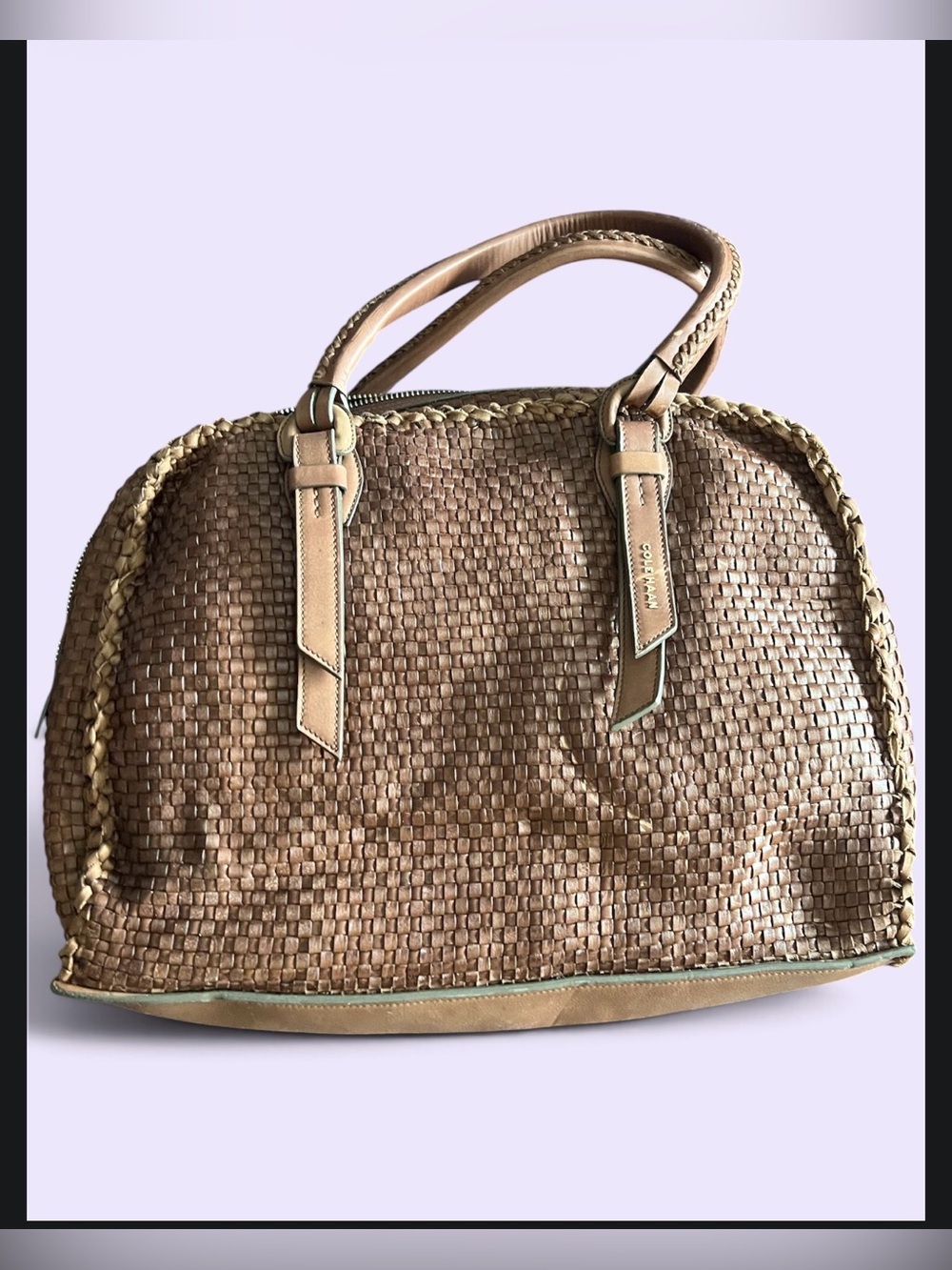 COLE HAAN Woven Tote Bag in Light Brown *New*